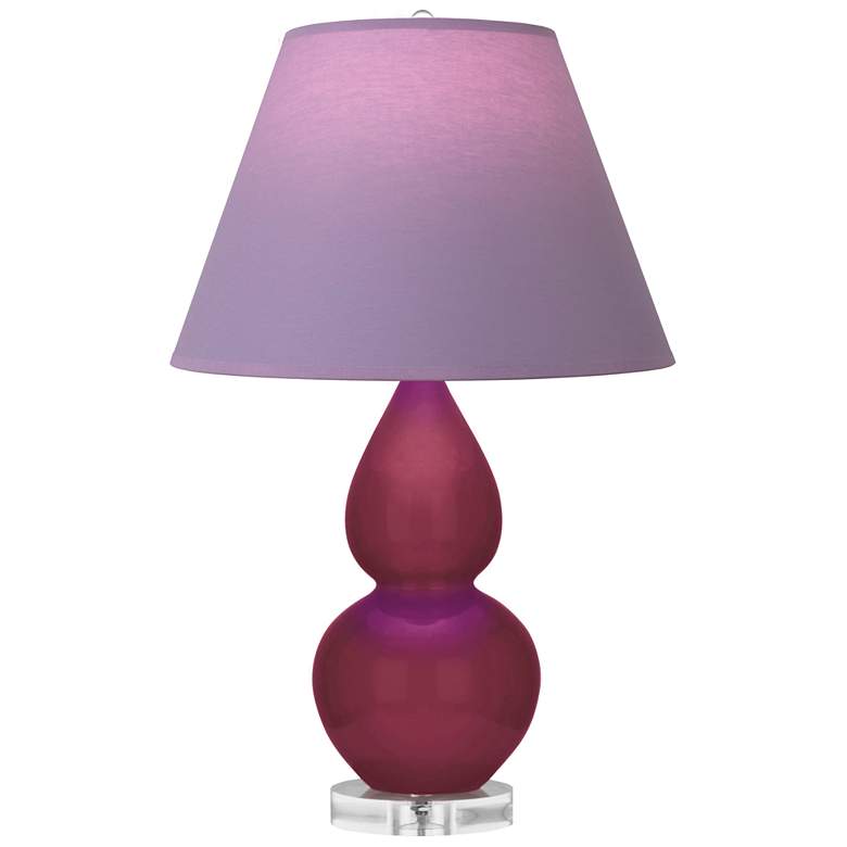 Image 1 Small Double Gourd 22"H Sugar Plum Lucite Lamp w/ Lavender Shade