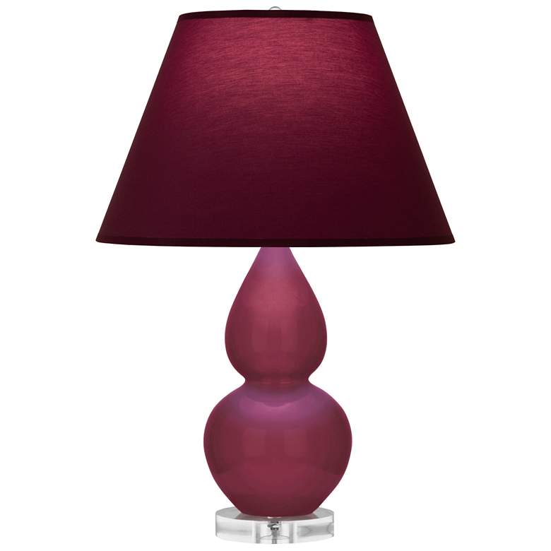 Image 1 Small Double Gourd 22"H Sugar Plum Lucite Lamp w/ Plum Shade