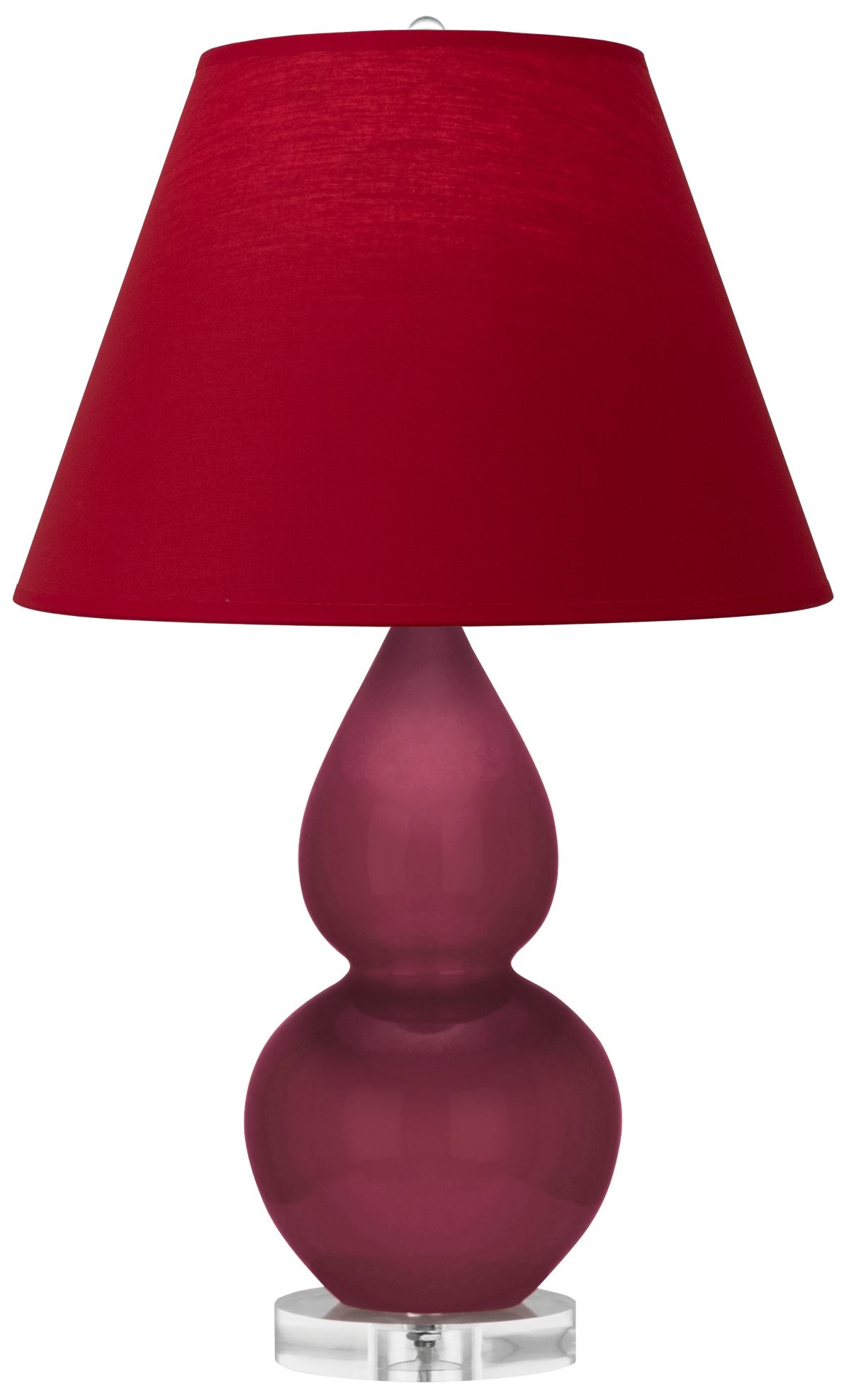 Small Double Gourd 22"H Sugar Plum Lucite Lamp w/ Red Black Made to Order