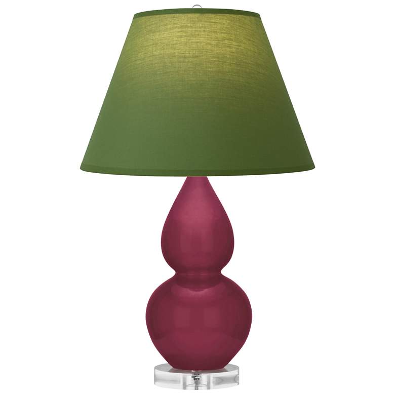 Image 1 Small Double Gourd 22"H Sugar Plum Lucite Lamp w/ Tea Green Shade