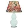 1_Small Double Gourd 22" High Mint Glazed Lucite Lamp w/ Fall Floral Shade