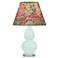 Small Double Gourd 22" High Mint Glazed Lucite Lamp w/ Fall Floral Shade