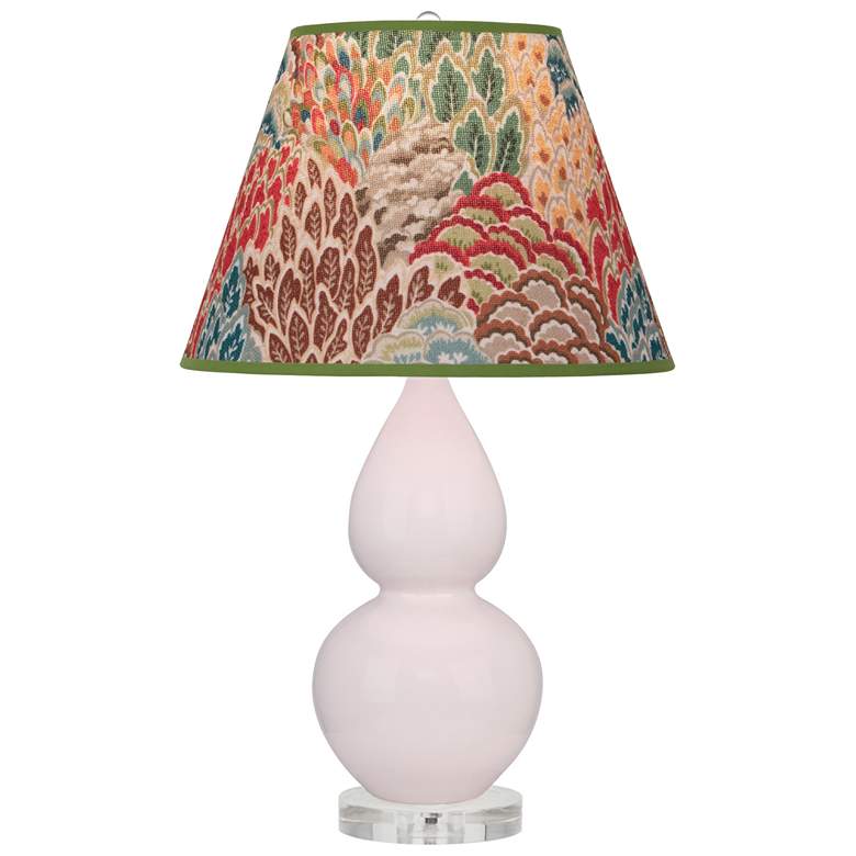 Image 1 Small Double Gourd 22" High Rose Water Lucite Lamp w/ Fall Floral Shade