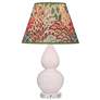 1_Small Double Gourd 22" High Rose Water Lucite Lamp w/ Fall Floral Shade