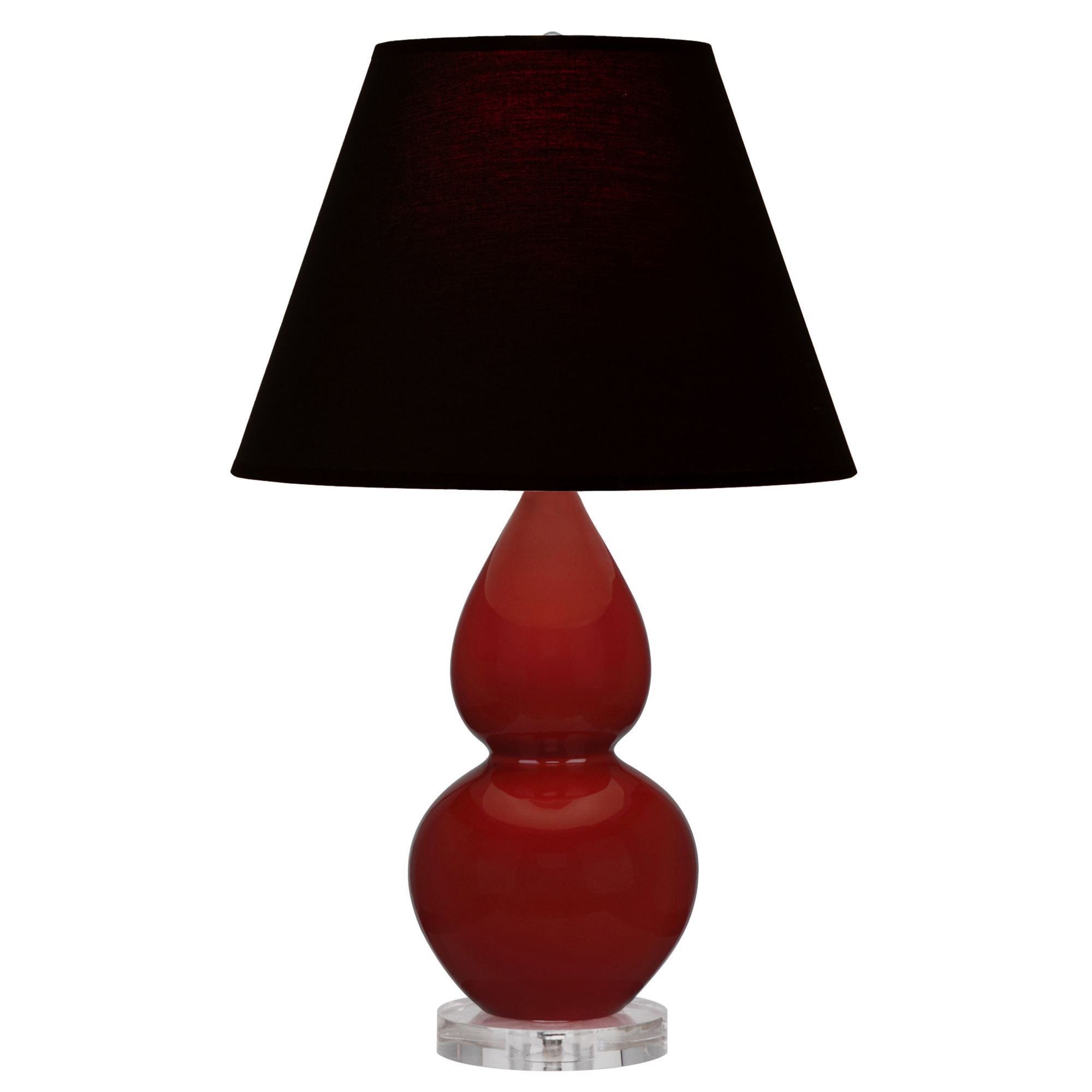 Image 2 Small Double Gourd 22"H Oxblood Lucite Lamp w/ Black Red Shade more views