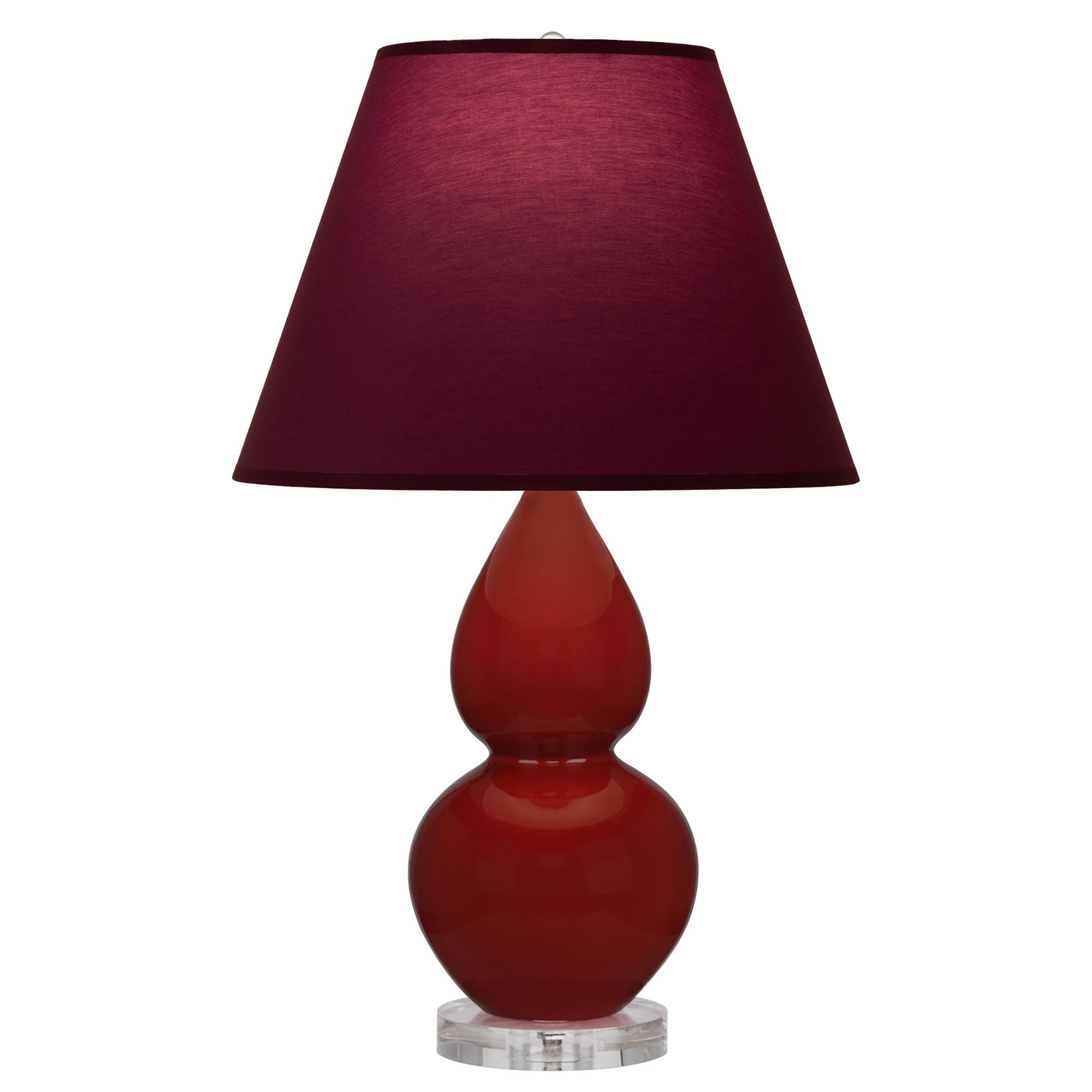 Image 2 Small Double Gourd 22"H Oxblood Lucite Lamp w/ Plum Shade more views