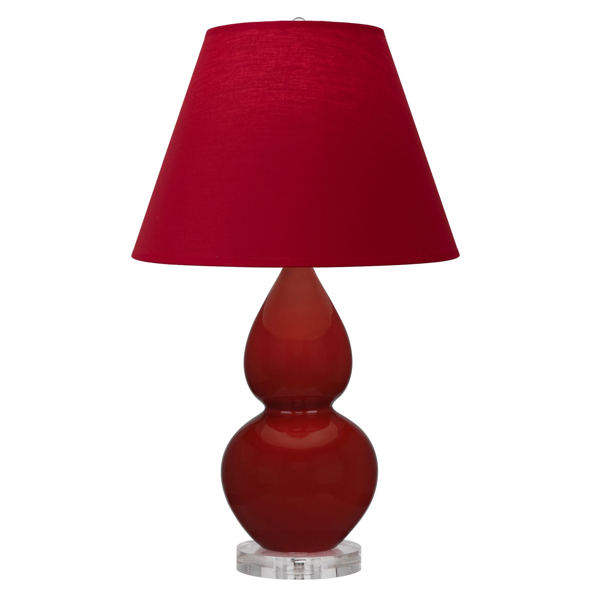 Image 2 Small Double Gourd 22"H Oxblood Lucite Lamp w/ Red Black Shade more views