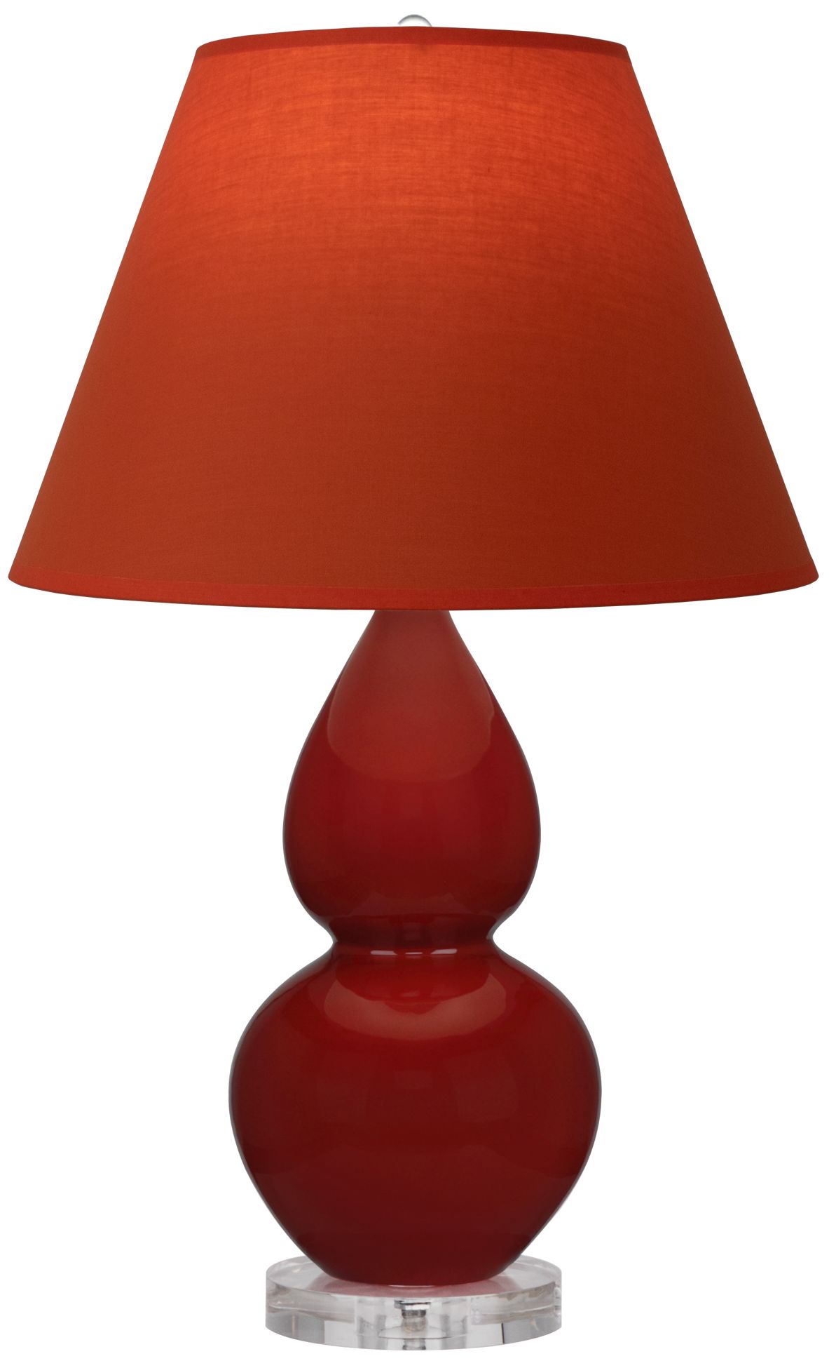 Small Double Gourd 22"H Oxblood Lucite Lamp w/ Tangerine Made to Order