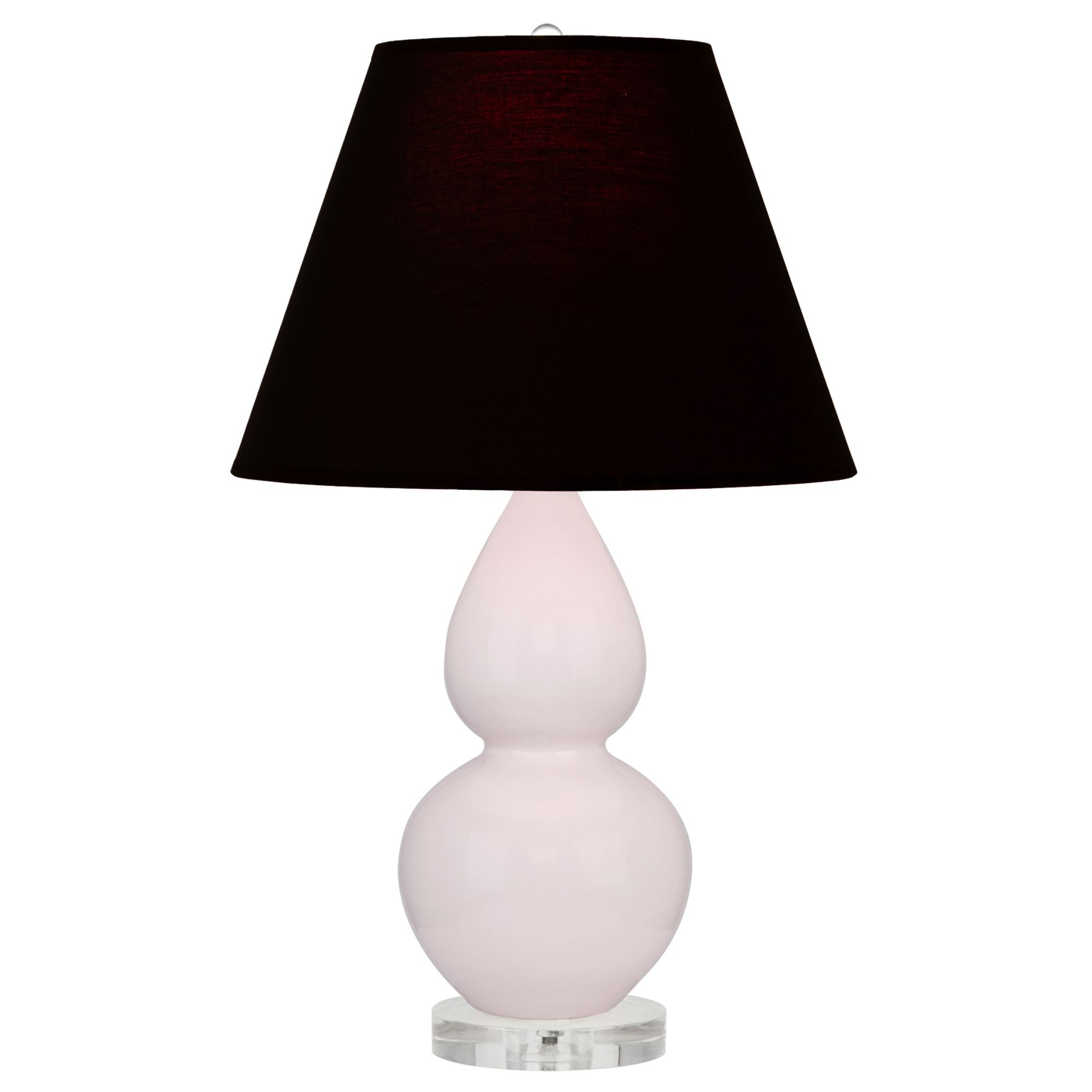 Image 2 Small Double Gourd 22"H Rose Water Lucite Lamp w/ Black Red Shade more views