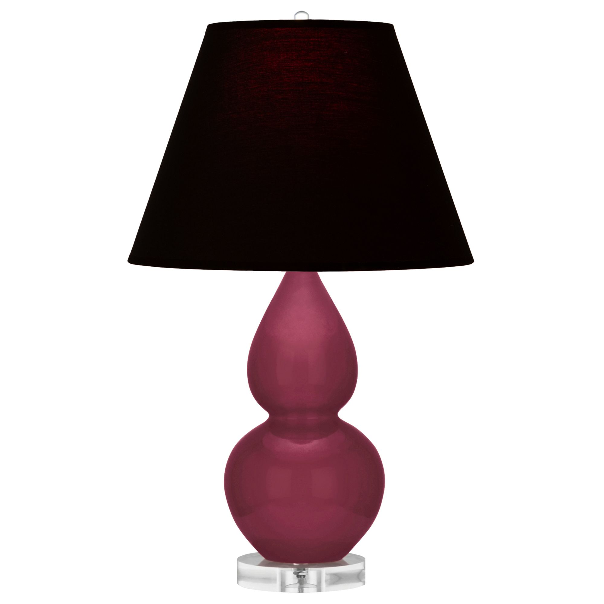 Image 2 Small Double Gourd 22"H Sugar Plum Lucite Lamp w/ Black Red Shade more views