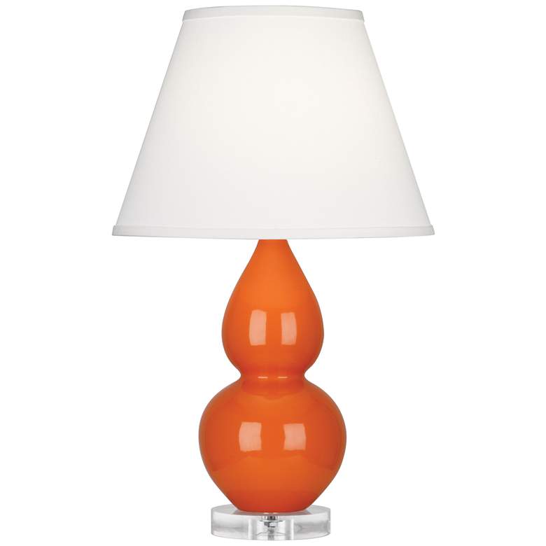 Image 1 Small Double Gourd Pumpkin Glazed Ceramic Accent Table Lamp