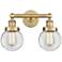 Small Edison Beacon 15.5"W 2 Light Brushed Brass Bath Light w/ Clear S