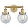 Small Edison Beacon 15.5"W 2 Light Brushed Brass Bath Light w/ Seedy S