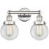 Small Edison Beacon 15.5"W 2 Light Nickel Bath Light w/ Clear Shade