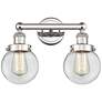 Small Edison Beacon 15.5"W 2 Light Nickel Bath Light w/ Clear Shade