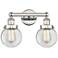Small Edison Beacon 15.5"W 2 Light Nickel Bath Light w/ Clear Shade