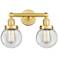 Small Edison Beacon 15.5"W 2 Light Satin Gold Bath Light With Clear Sh