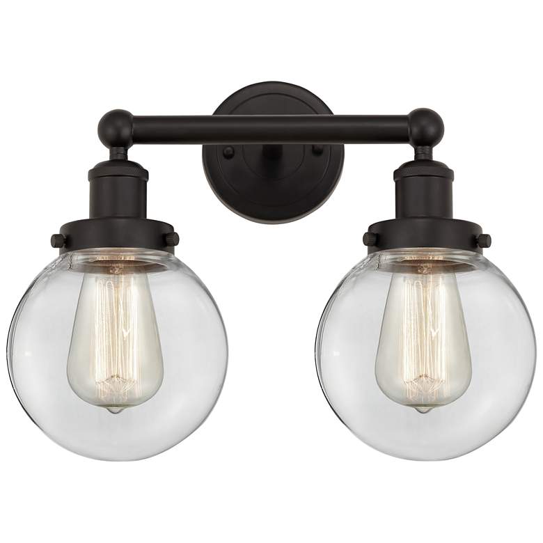 Image 1 Small Edison Beacon 16" 2-Light Oil Rubbed Bronze Bath Light w/ Clear