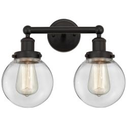 Small Edison Beacon 16" 2-Light Oil Rubbed Bronze Bath Light w/ Clear