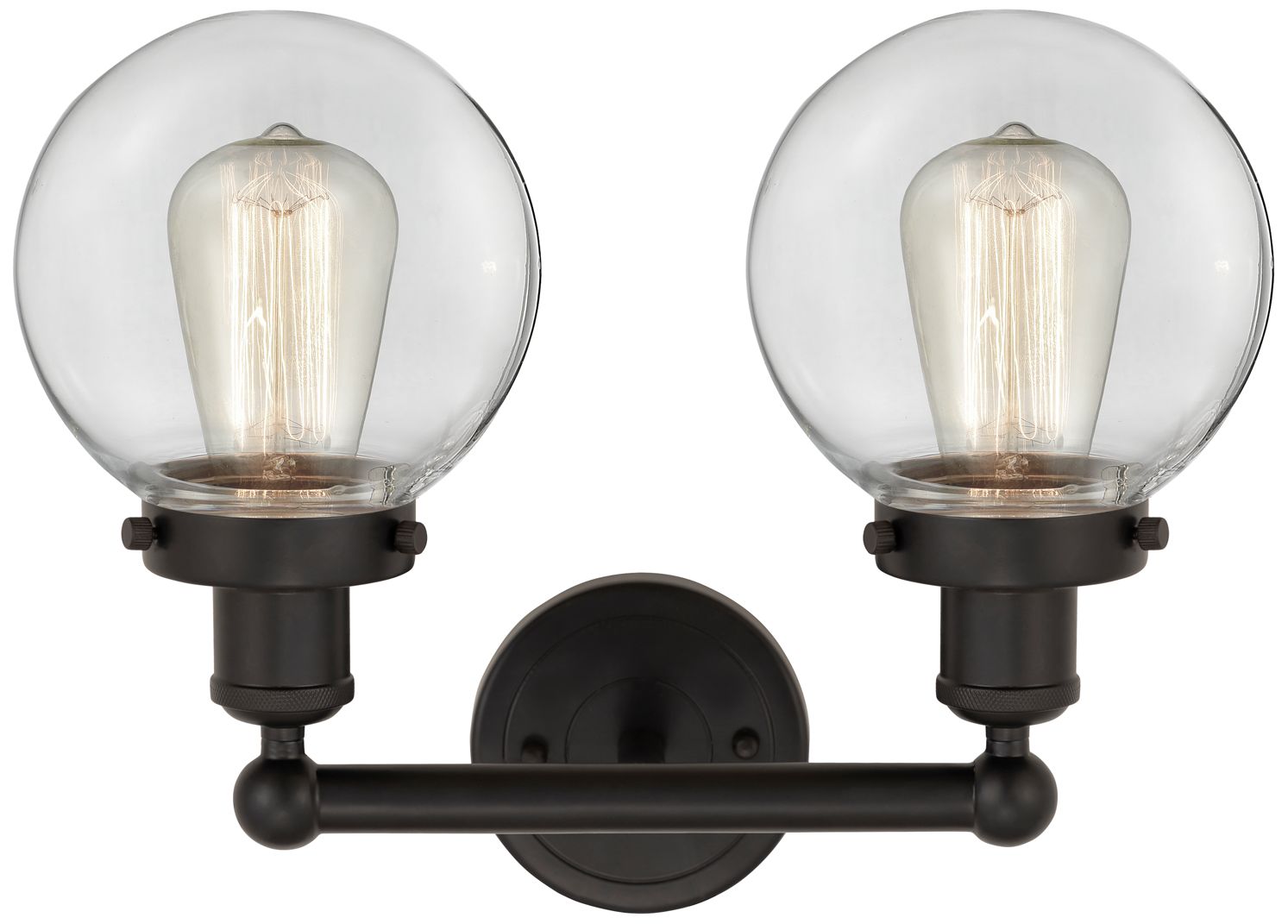 Thumbnail2 of Small Edison Beacon 16" 2-Light Oil Rubbed Bronze Bath Light w/ Clear more views
