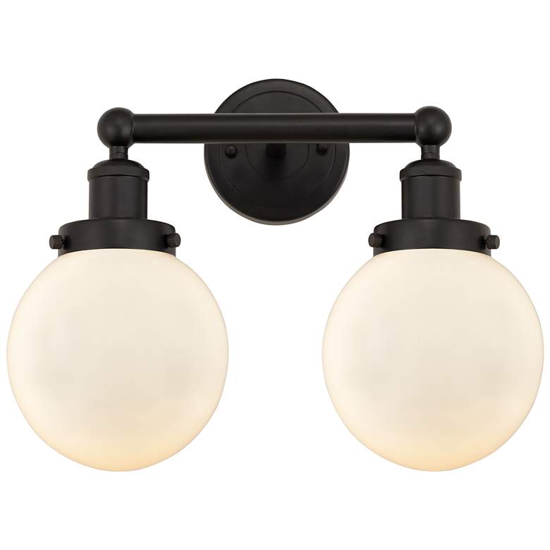 Image 1 Small Edison Beacon 16" 2-Light Oil Rubbed Bronze Bath Light w/ White