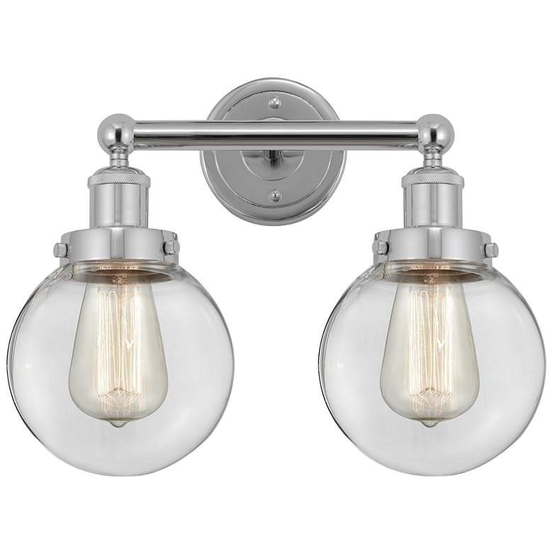 Image 1 Small Edison Beacon 16" 2-Light Polished Chrome Bath Light w/ Clear Sh