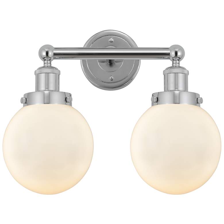Image 1 Small Edison Beacon 16" 2-Light Polished Chrome Bath Light w/ White Sh