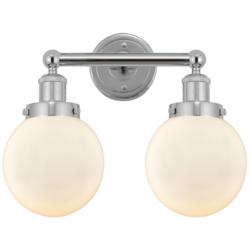 Small Edison Beacon 16" 2-Light Polished Chrome Bath Light w/ White Sh