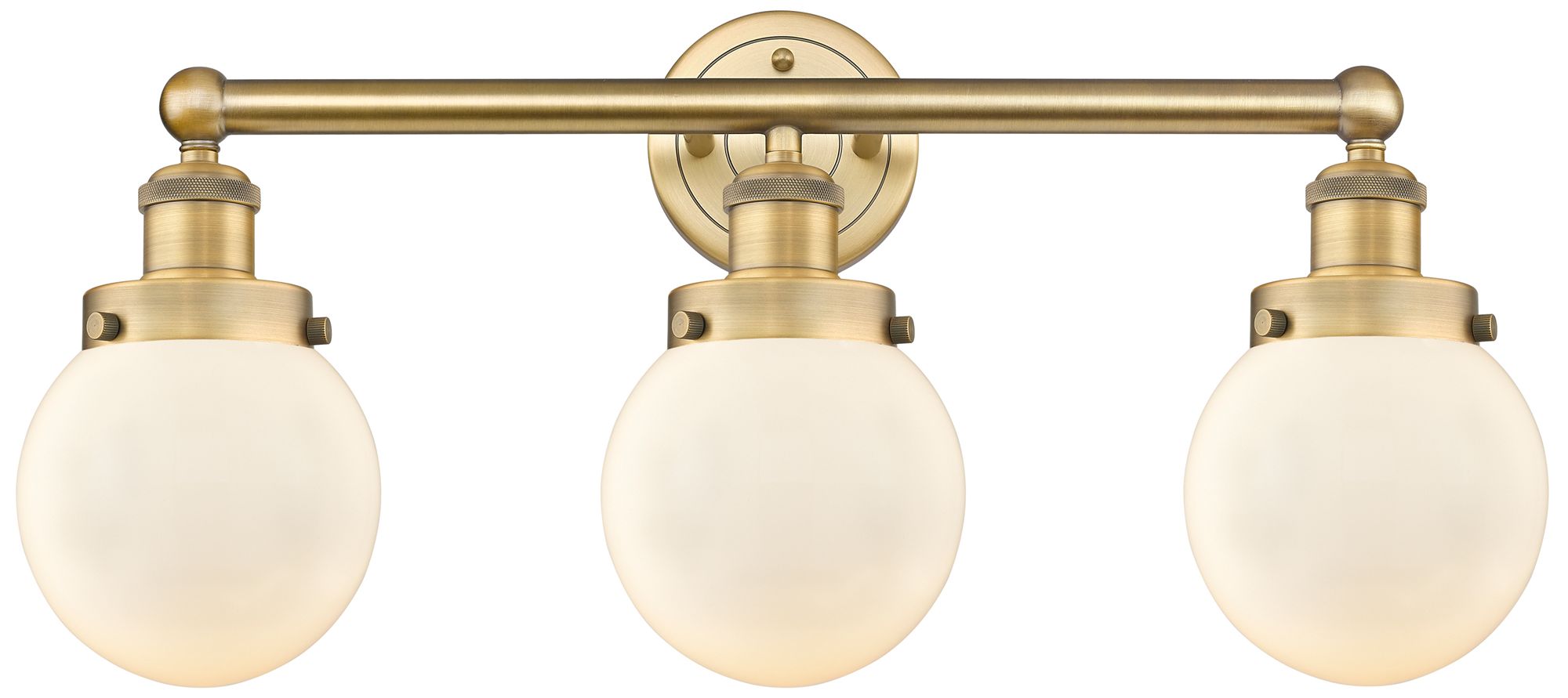 Small Edison Beacon 24.5"W 3 Light Brushed Brass Bath Light w/ White S