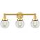 Small Edison Beacon 24.5"W 3 Light Satin Gold Bath Light With Clear Sh