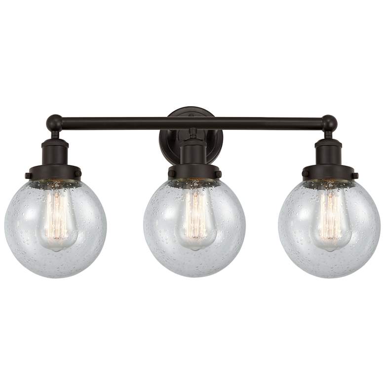 Image 1 Small Edison Beacon 25" 3-Light Bronze Bath Light w/ Mercury Shade