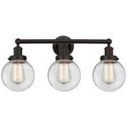 Small Edison Beacon 25" 3-Light Oil Rubbed Bronze Bath Light w/ Clear