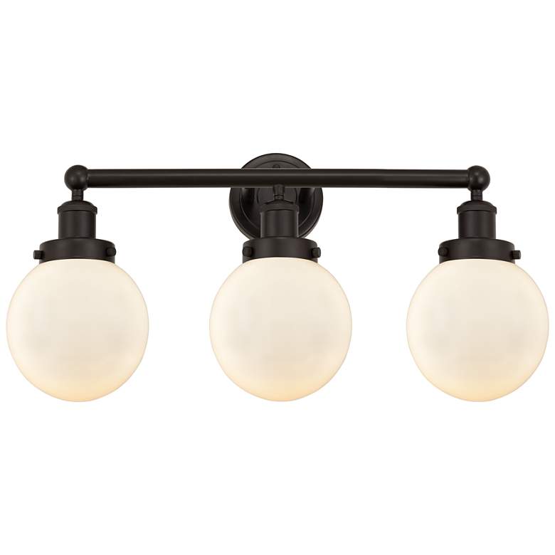 Image 1 Small Edison Beacon 25" 3-Light Oil Rubbed Bronze Bath Light w/ White