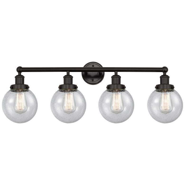 Image 1 Small Edison Beacon 34" 4-Light Bronze Bath Light w/ Mercury Shade