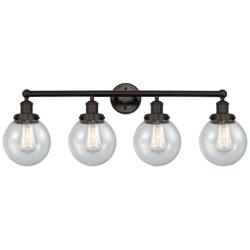 Small Edison Beacon 34" 4-Light Bronze Bath Light w/ Mercury Shade