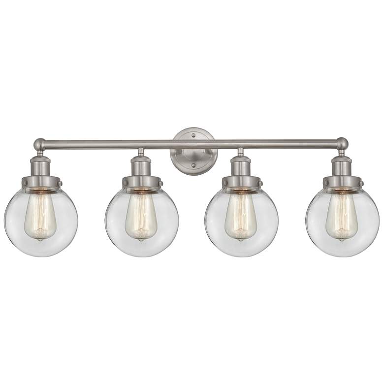 Image 1 Small Edison Beacon 34" 4-Light Brushed Nickel Bath Light w/ Clear Sha