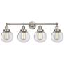 Small Edison Beacon 34" 4-Light Brushed Nickel Bath Light w/ Clear Sha