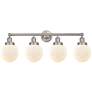 Small Edison Beacon 34" 4-Light Brushed Nickel Bath Light w/ White Sha