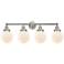 Small Edison Beacon 34" 4-Light Brushed Nickel Bath Light w/ White Sha