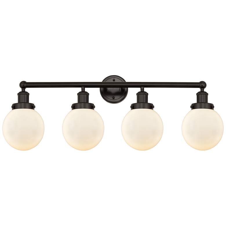 Image 1 Small Edison Beacon 34" 4-Light Oil Rubbed Bronze Bath Light w/ White