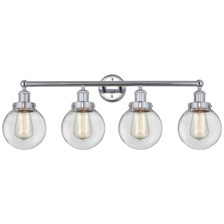 Image 1 Small Edison Beacon 34" 4-Light Polished Chrome Bath Light w/ Clear Sh