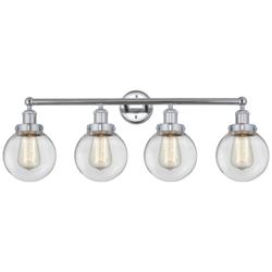 Small Edison Beacon 34" 4-Light Polished Chrome Bath Light w/ Clear Sh