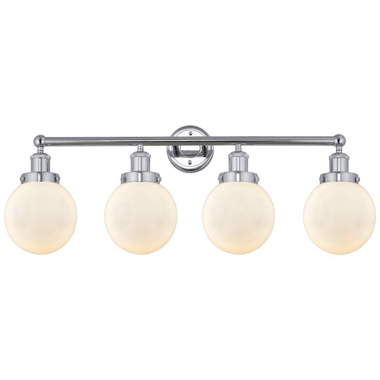 Image 1 Small Edison Beacon 34" 4-Light Polished Chrome Bath Light w/ White Sh