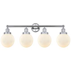 Small Edison Beacon 34" 4-Light Polished Chrome Bath Light w/ White Sh