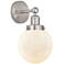 Small Edison Beacon 7" Brushed Satin Nickel Sconce w/ Matte White Shad