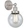 Small Edison Beacon 7" Brushed Satin Nickel Sconce w/ Mercury Shade