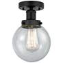 Small Edison Beacon 7" Matte Black Semi Flush Mount w/ Mercury Shade