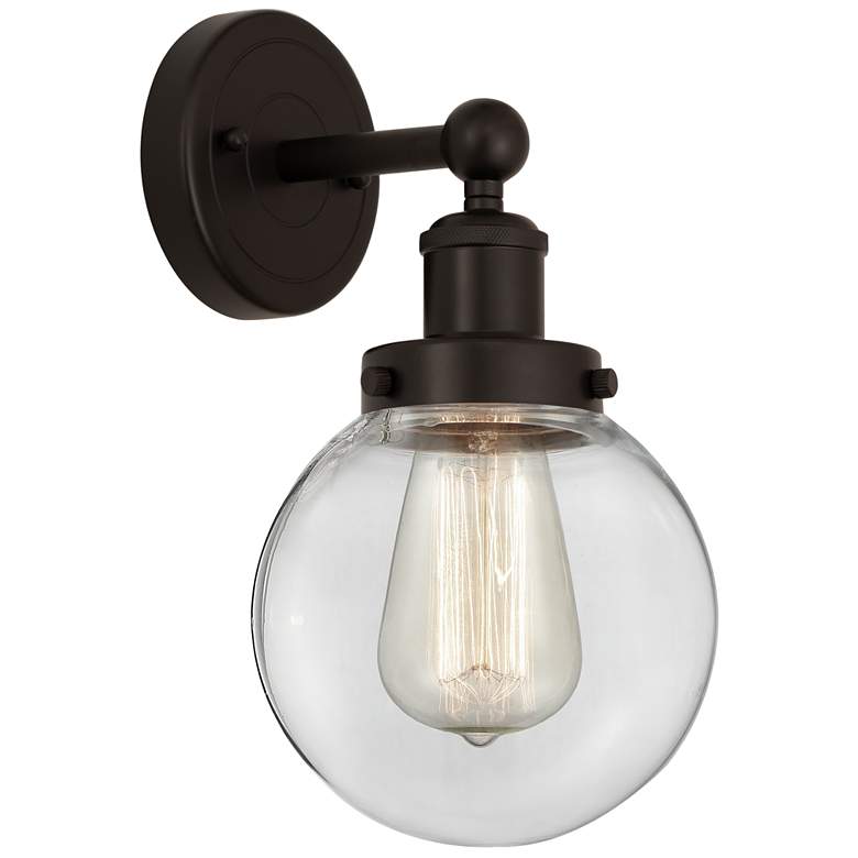 Image 1 Small Edison Beacon 7" Oil Rubbed Bronze Sconce w/ Clear Shade