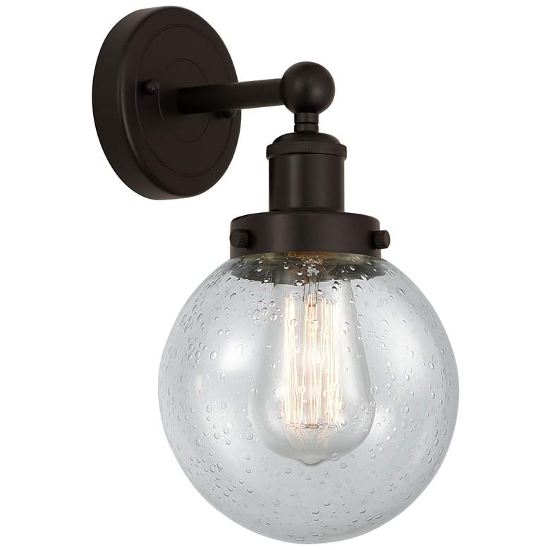 Image 1 Small Edison Beacon 7" Oil Rubbed Bronze Sconce w/ Mercury Shade