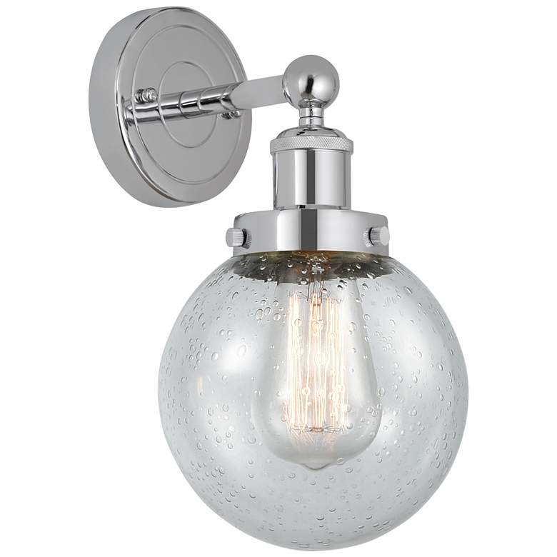 Image 1 Small Edison Beacon 7" Polished Chrome Sconce w/ Mercury Shade